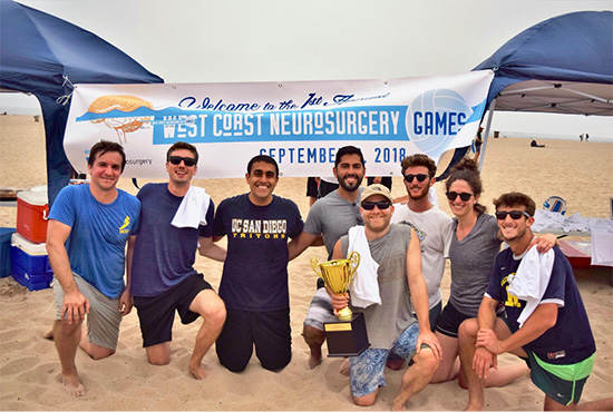 Team UC San Diego Neurosurgery at the annual Neurosurgery Charity Volleyball Tournament, which supports neurosurgical resident research 